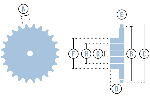 Marantec Kettenräder, Kettenradscheiben, Simplex